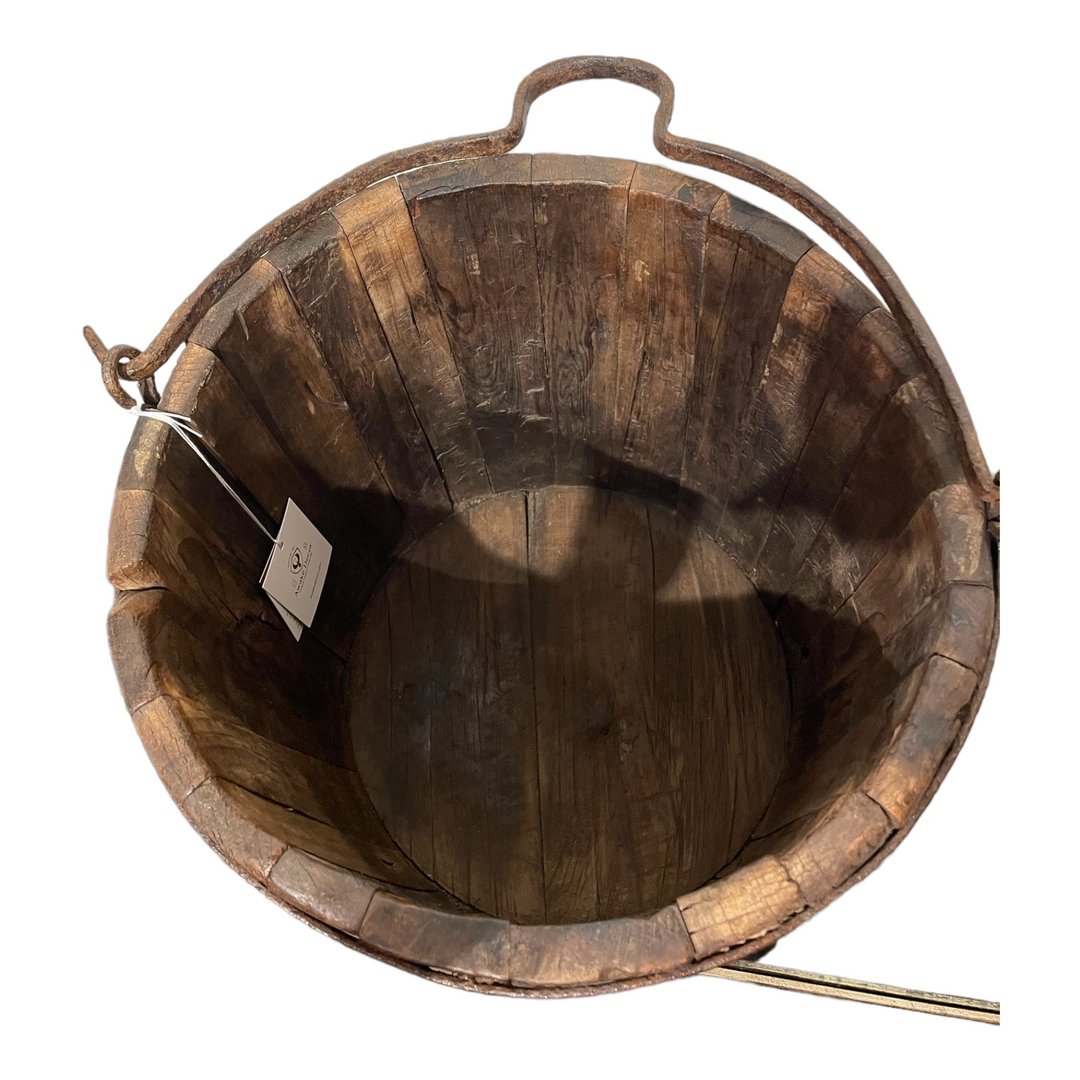 Antique Water Bucket w/ Hand-Forged Iron Handle