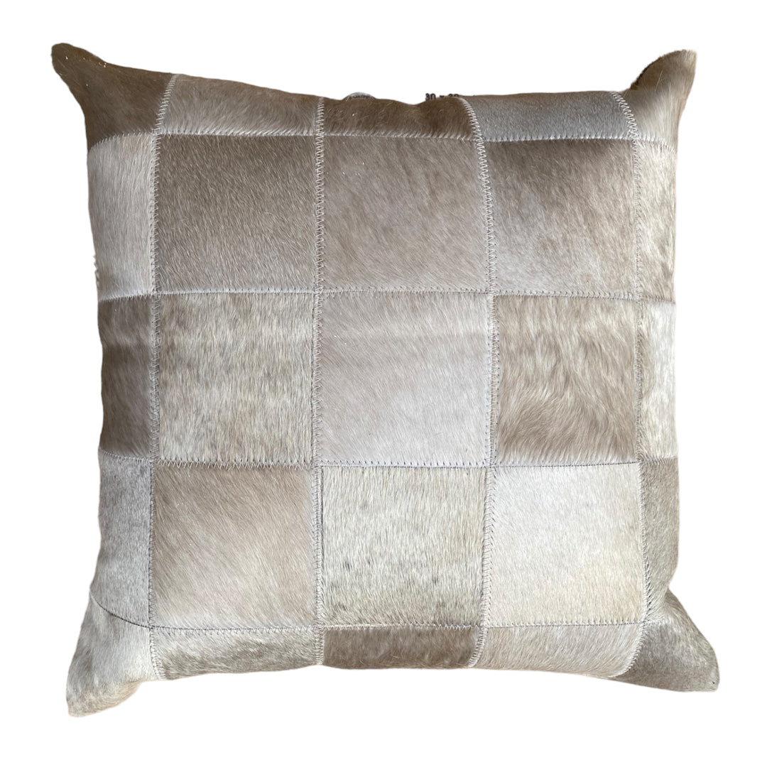 Genuine Brazilian Patchwork Cowhide Champagne Pillow 20X20