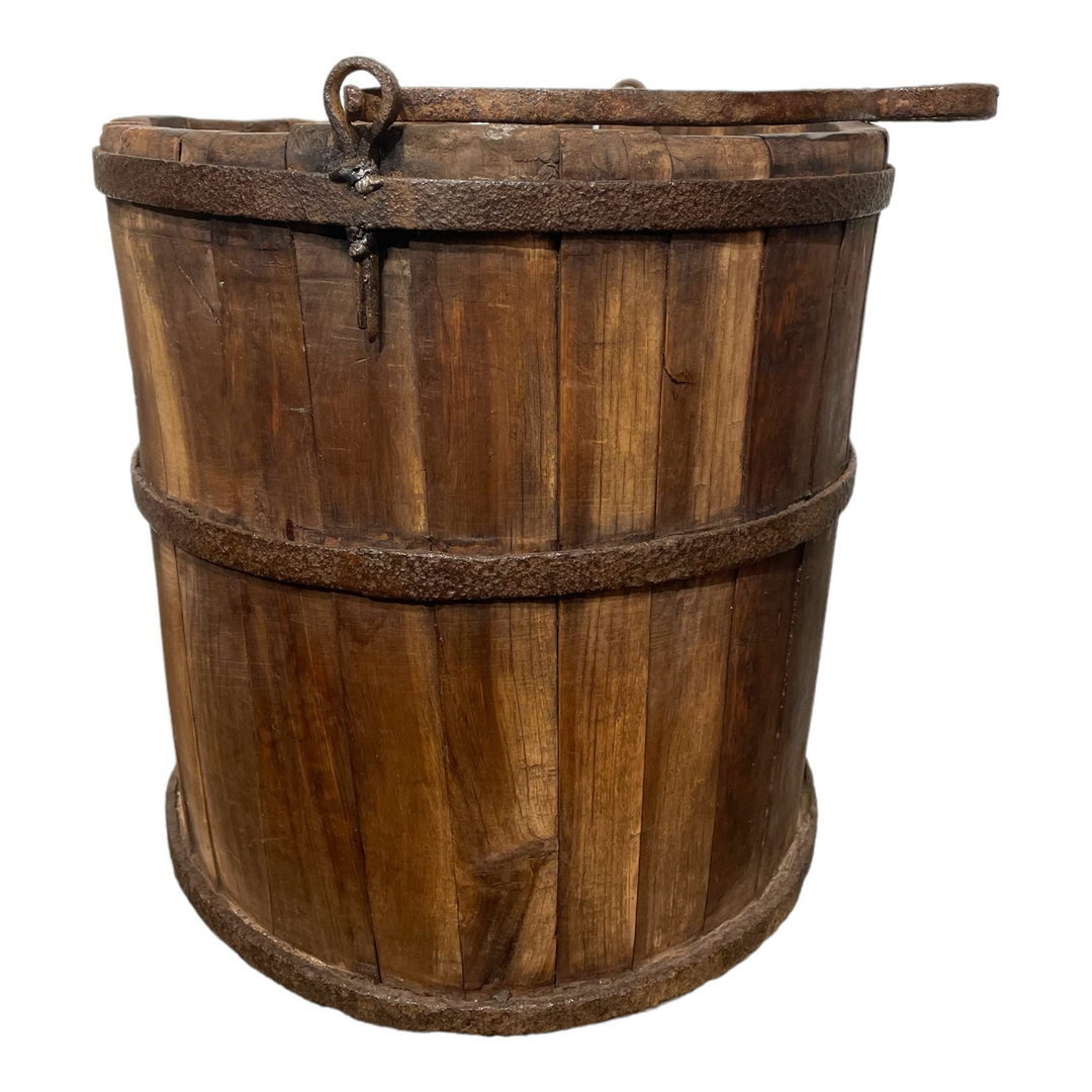 Antique Water Bucket w/ Hand-Forged Iron Handle