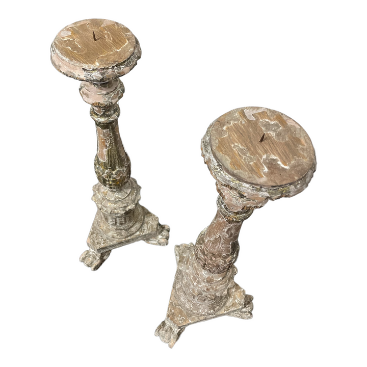 Antique Pillar Candle Holders