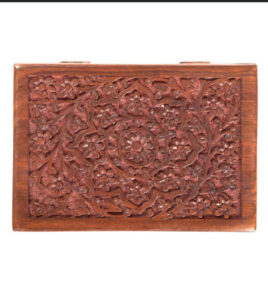 Lotus Hand Carved Wooden Box
