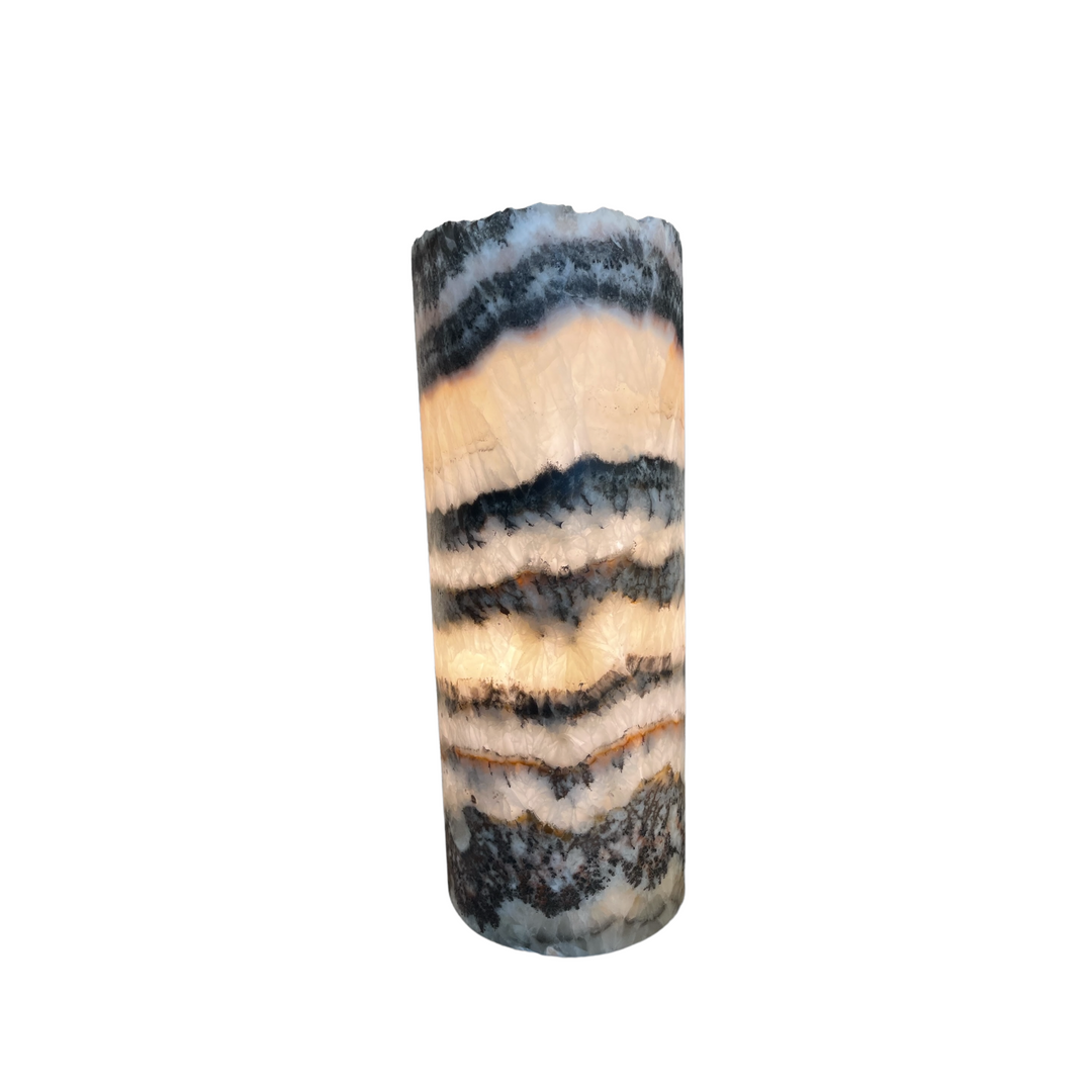 Exotic Zebra Onyx Lamp Live Edge 12" H x 4.5"W