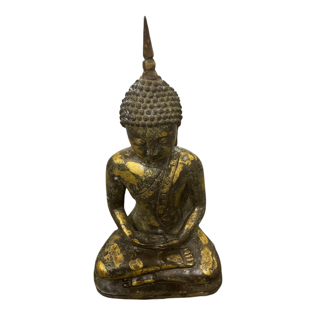 Bronze Sitting Thai Buddha with a book The Religious Life of Man