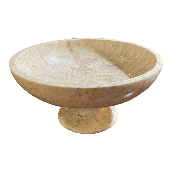 Solid marble ivory/cream pedestal bowl