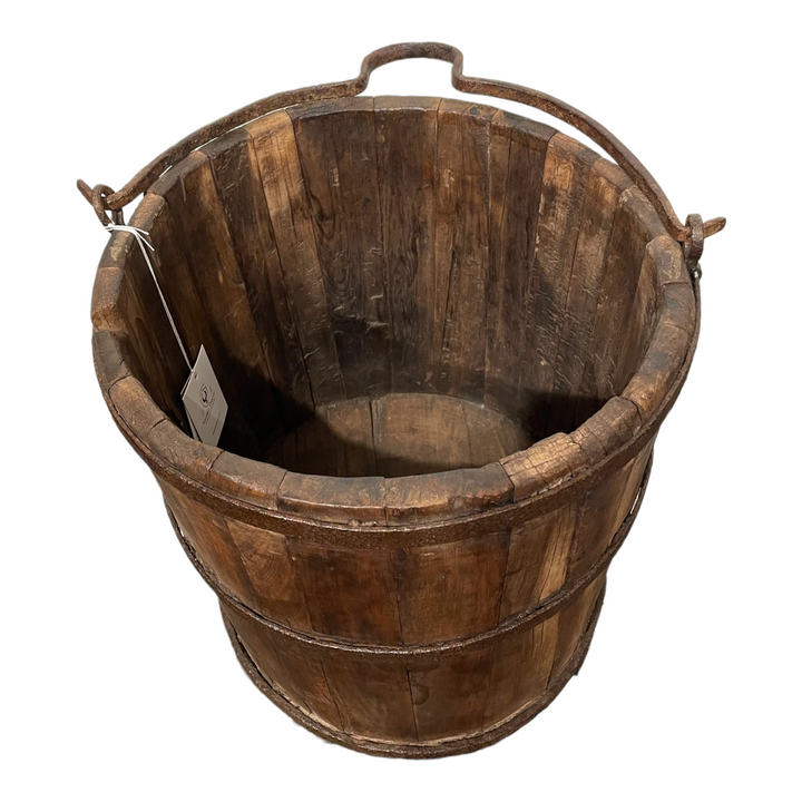 Antique Water Bucket w/ Hand-Forged Iron Handle