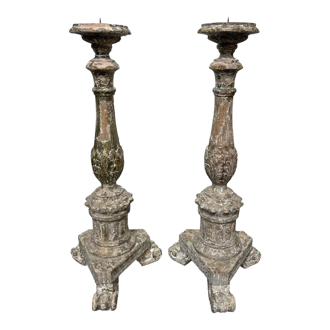 Antique Pillar Candle Holders