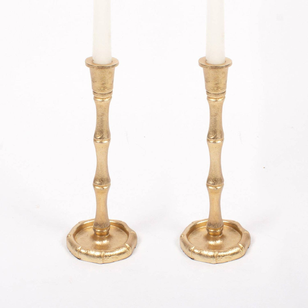 Gold Bamboo Candlestick - Small