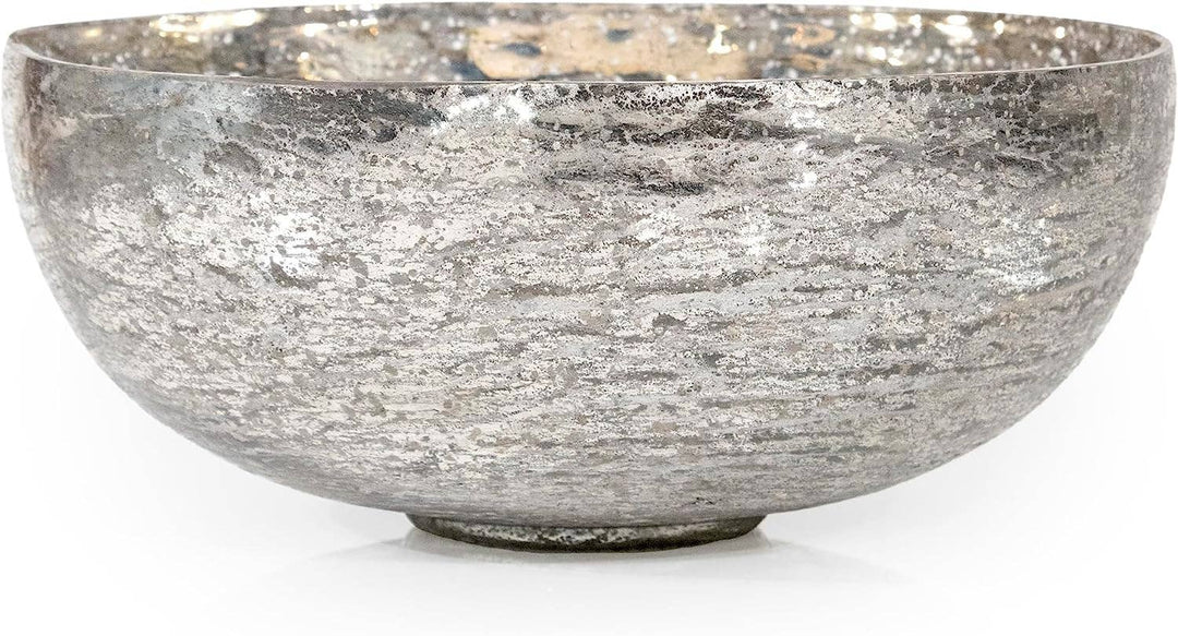 Shimmering Glass Silver Decorative Bowl